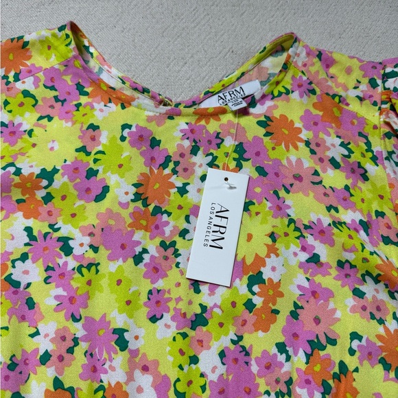 NEW AFRM Limelight Ditsy Yellow Pink Floral Maxi Dress L - Picture 5 of 11